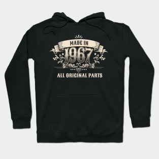 Retro Vintage Birthday Made in 1967 All Original Parts Hoodie